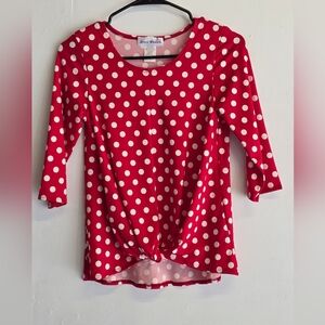 Star Vixen Red 3/4 Sleeve Tie Front Blouse